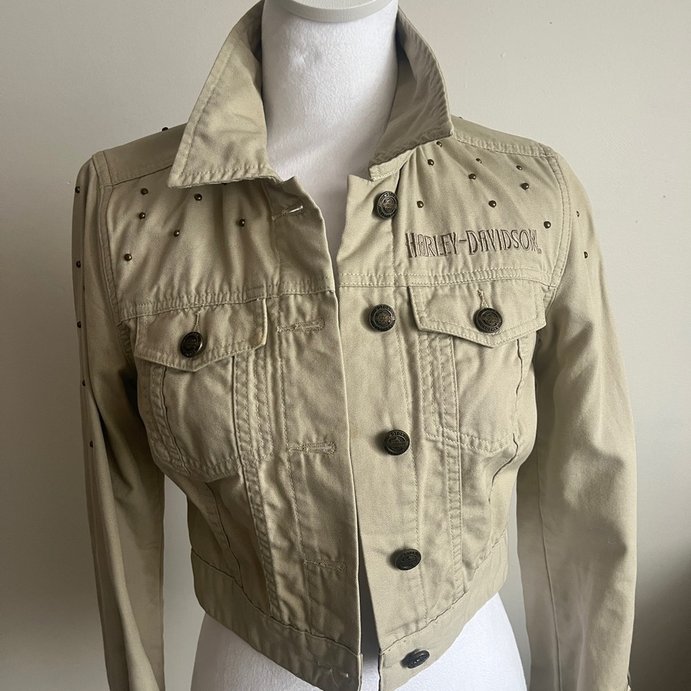 Harley-Davidson Women's Beige Studded Jacket 100% cotton NWT